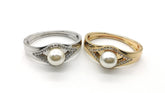 "The Pearl" Exquisite Fashion Gold Plated Imitation Diamond and Pearl Bangles - Elegant Designer Women's Accessories