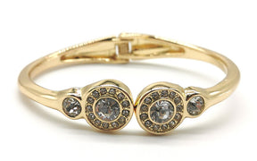 Stunning Gold Plated Round Shaped Bracelet - Sparkling Artificial Diamond Accents, Elegant Gift for Women