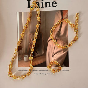 18K Gold Bracelet for Women - Retro Chic - Luxe Minimalist Chain Link Design
