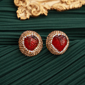 Retro Women's Earrings - Luxe Jelly Glass Strawberry Studs - French-Inspired Chic Upscale Fashion Jewelry