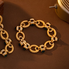 Vintage Chain Bracelet and Necklace for Women - European Elegance - Luxe High-End Retro Design