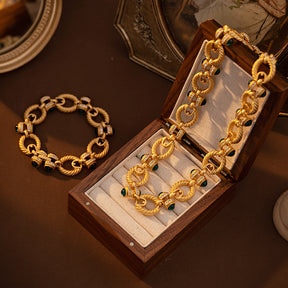 Vintage Chain Bracelet and Necklace for Women - European Elegance - Luxe High-End Retro Design