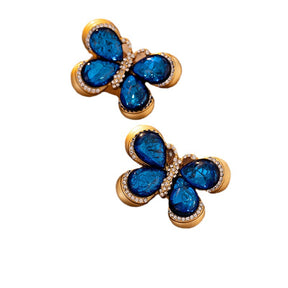 Vintage Butterfly Earrings for Women - Unique Diamond-Encrusted Studs - Luxe Retro Chic Jewelry