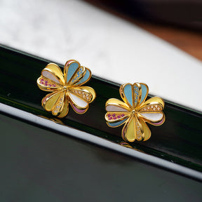 Clover Earrings for Women - Korean Style - Unique Minimalist Design - Trendy Hong Kong Inspired - Versatile Fashion Jewelry