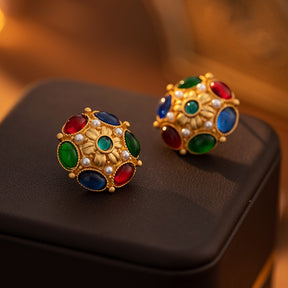 European Vintage Style Earrings for Women - Courtly Round Design - Exclusive Luxury Retro Chic