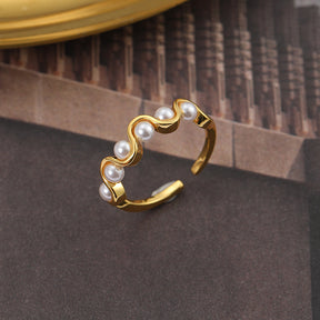 Luxe Pearl Ring for Women - 18K Fashionable INS Style - Elegant Adjustable Index Finger Jewelry