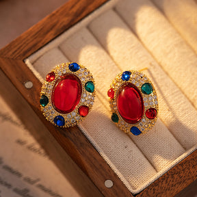 French Vintage Earrings for Women - Luxe Court Style Studs - Chic Upscale Retro Jewelry