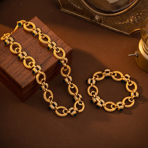 Vintage Chain Bracelet and Necklace for Women - European Elegance - Luxe High-End Retro Design