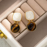 Vintage Earrings for Women - High-End Fashion, Elegant Style, 2024 New Arrival Tiger Eye Stone Ear Studs, French-Inspired, Versatile Ear Accessories