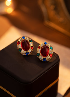 French Vintage Earrings for Women - Luxe Court Style Studs - Chic Upscale Retro Jewelry