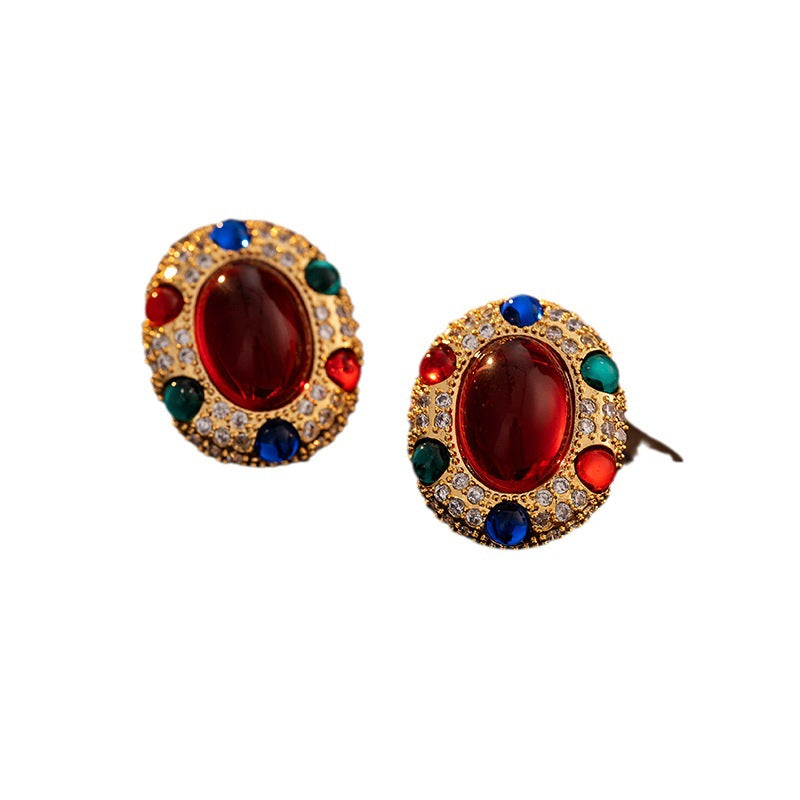 French Vintage Earrings for Women - Luxe Court Style Studs - Chic Upscale Retro Jewelry