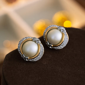 French Style Pearl Earrings for Women - Light Luxury, High-End Diamond-Studded Ear Studs, 2024 New Arrival, Vintage Style, Unique Design