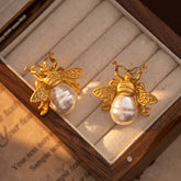 Bee & Pearl Earrings for Women - Vintage Luxury - Unique French Retro Chic Style