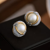 French Style Pearl Earrings for Women - Light Luxury, High-End Diamond-Studded Ear Studs, 2024 New Arrival, Vintage Style, Unique Design