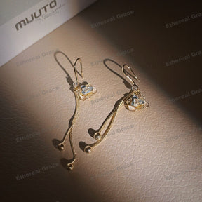 s925 Silver Needle Zircon Earrings Female French Vintage Camellia Light Luxury High-End Handmade Design