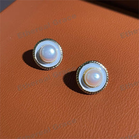 Round Freshwater Pearl Earrings s925 Silver Needle