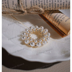 Round Pearl Zircon Brooch Korean Version Versatile ins Unique Ring Circle Pin Buckle Suit Sweater Jacket Accessories