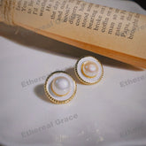 Round Freshwater Pearl Earrings s925 Silver Needle