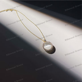 Rotatable Opal Pendant Necklace Female ins Light Luxury Niche Temperament High-End Design Clavicle Chain Accessories Female