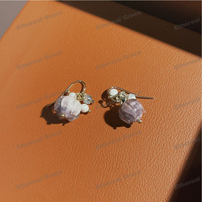 s925 Silver Earrings Female French Pastoral Water Lily Niche Fresh Design Light Luxury Temperament Ins Style