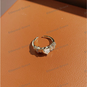 Heart Shape Open-end Ring Female Fashion Simple Niche Design Index Finger Knuckle Adjustable Ring