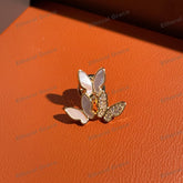 Three Butterfly Shell Zircon Brooch Vintage Unique Fashionable Versatile Corsage Anti-Glare Silk Scarf Buckle Clothing Accessories ins Style